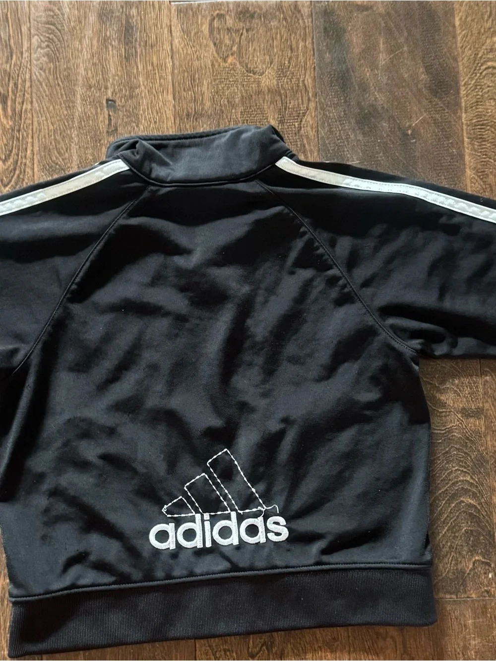 adidas Black Kids Track Jacket with White Stripes